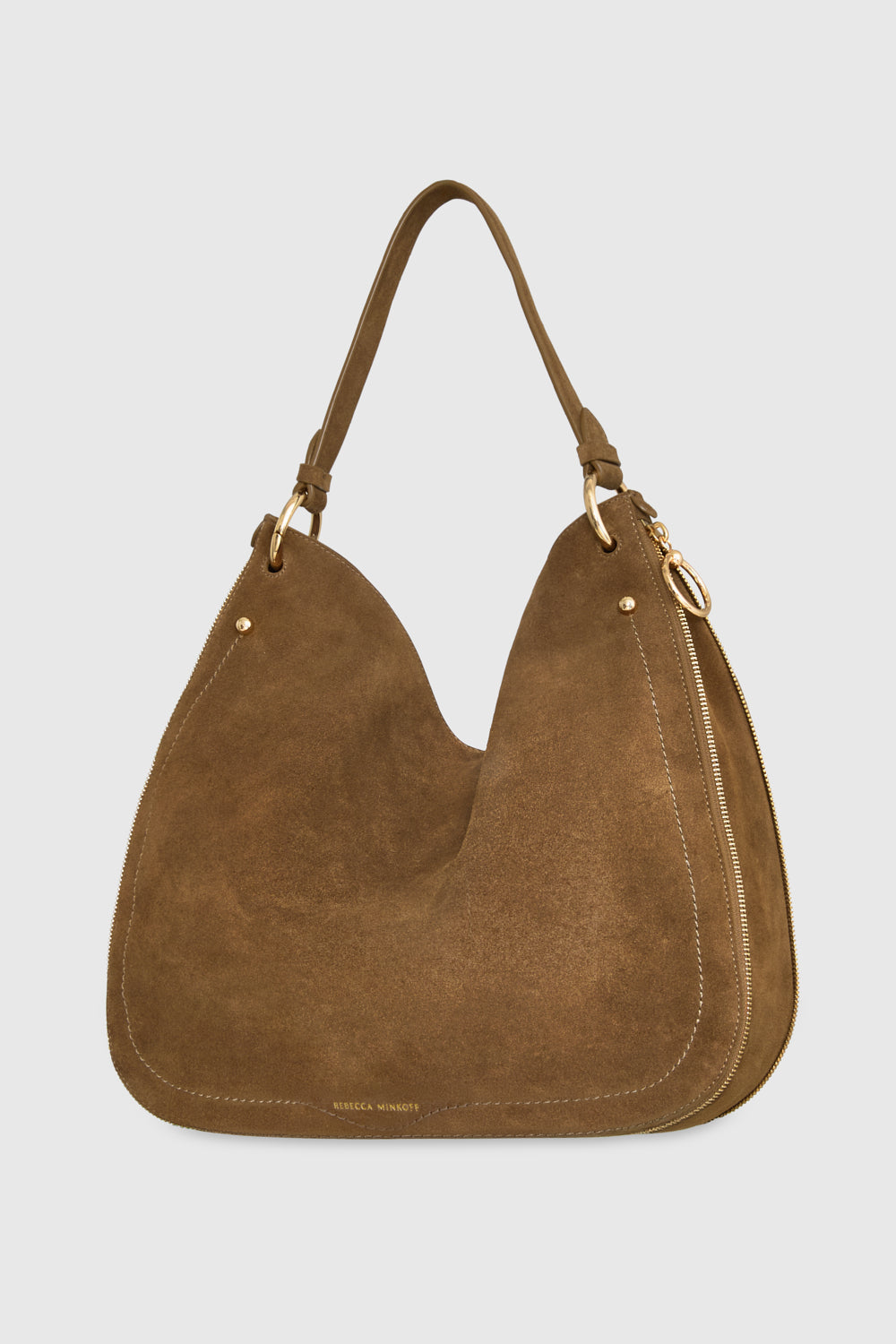 Rebecca Minkoff Jody shops Convertible Hobo Bag Zip Expand Light Brown Suede NWOT