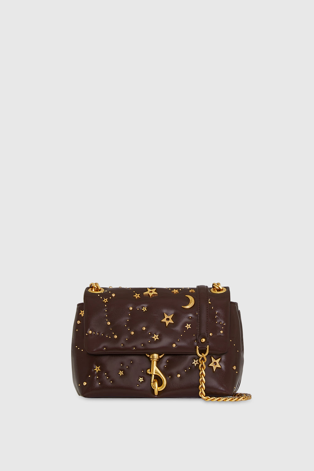 REBECCA buy MINKOFF cognac brown Leather Chain-Link Crossbody Bag