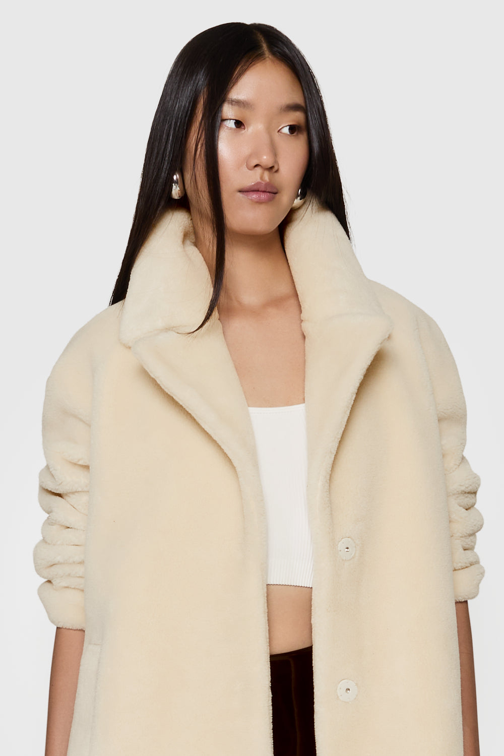 Rebecca Minkoff Harley Teddy Sherpa Fleece store Jacket Ivory Large