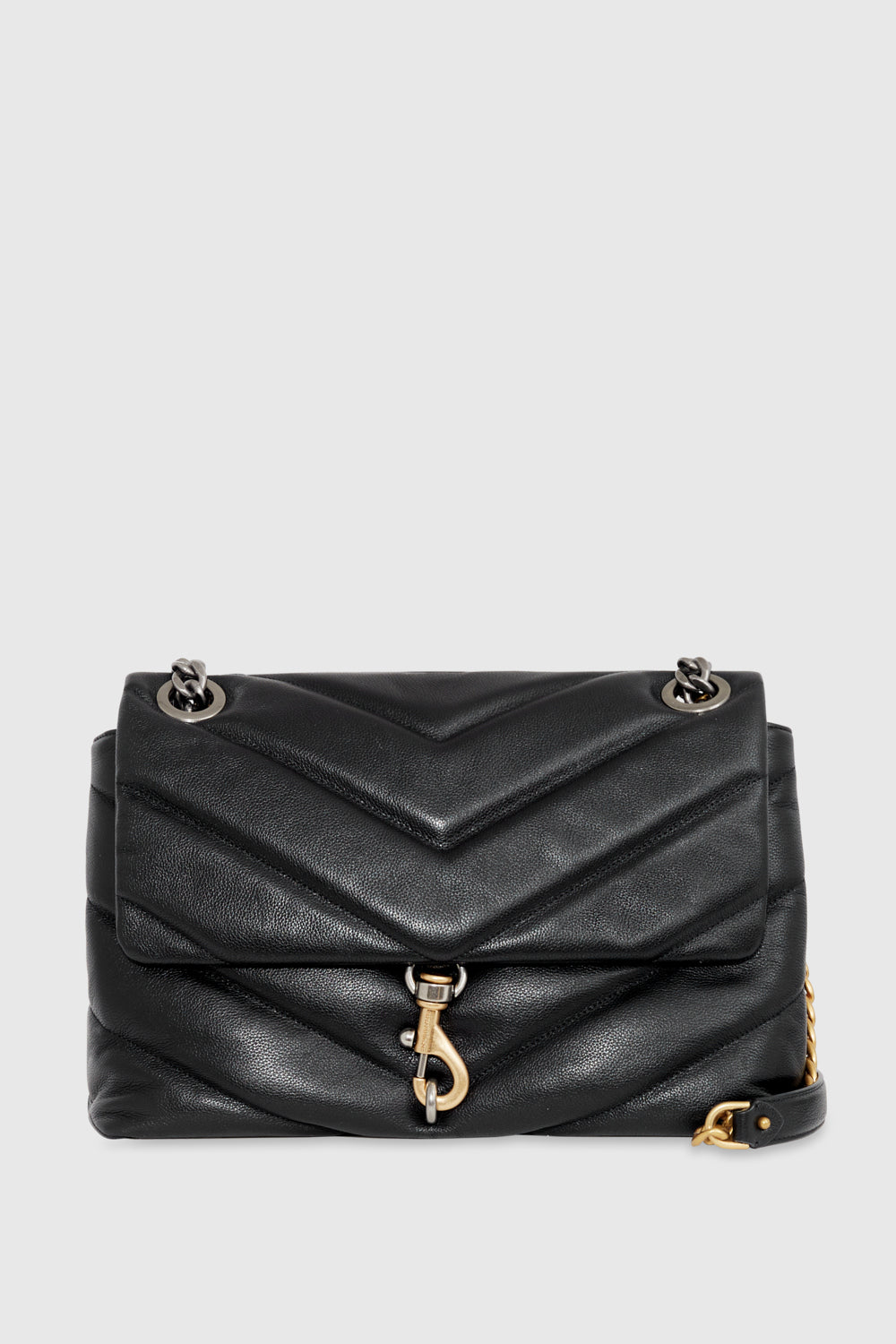 REBECCA MINKOFF Edie Chevron Quilted Leather Maxi Chain Crossbody Bag