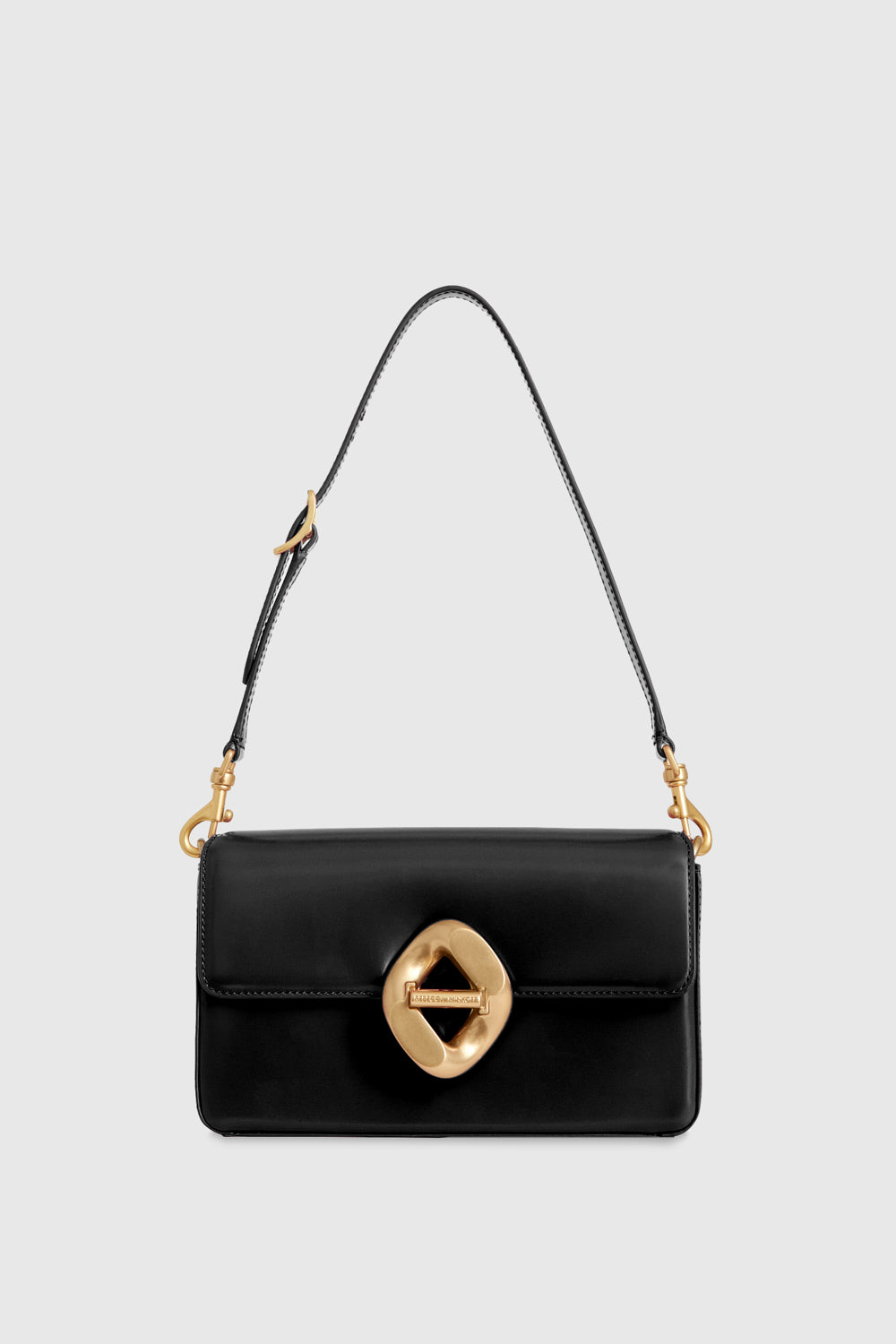 Rebecca Minkoff Black Shoulder Bag Purse Expandable Double Gold