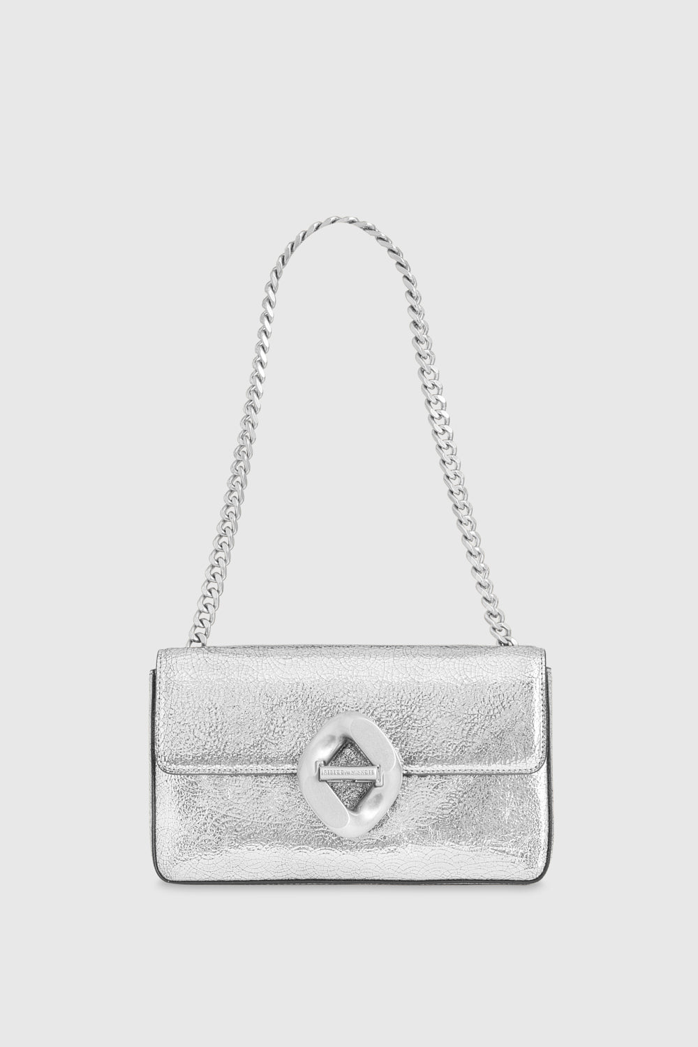 Mia Woven Leather Slim Shoulder Strap Bag Silver