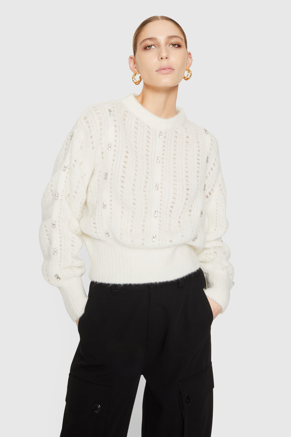 Cecilia Crystal Embellished Sweater – Rebecca Minkoff