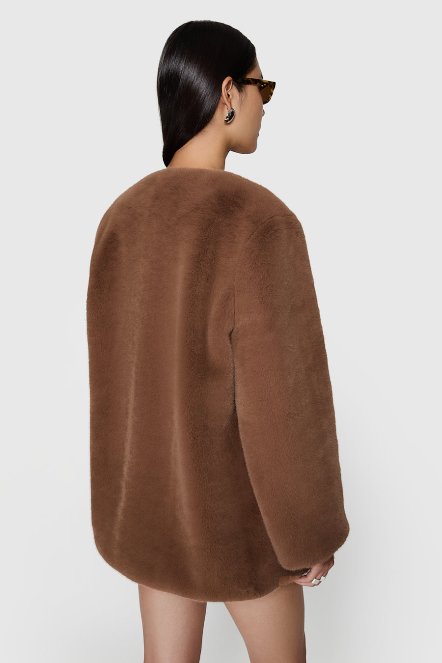 Vegan Fur Collarless Jacket