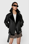 Vegan Shearling Oversized Moto Jacket