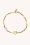 Stretch Bracelet with Heart & Evil Eye Charms