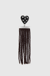 Studded Heart Fringe Seed Bead Earrings