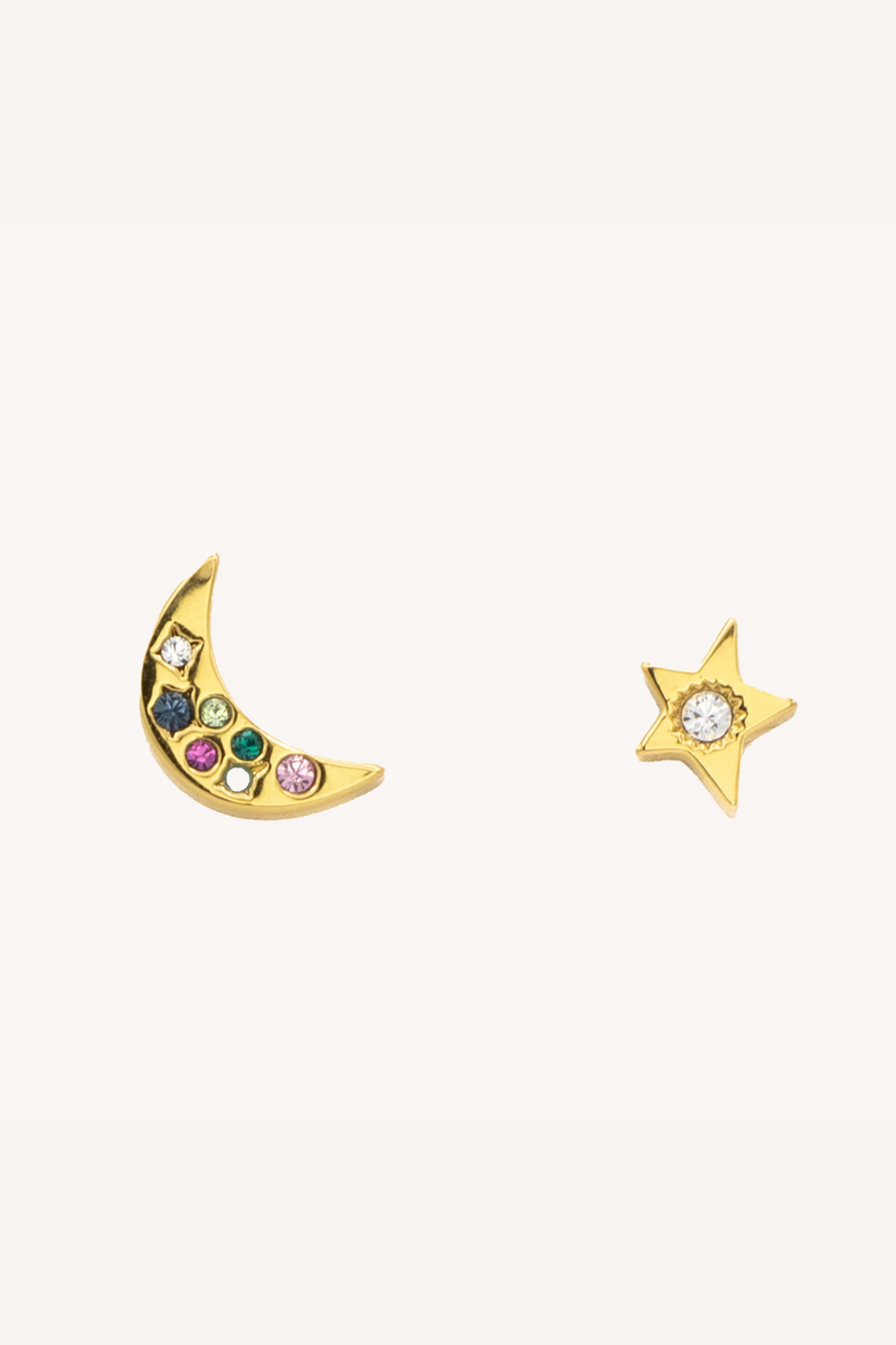 Mismatch Star & Moon Stud Earring