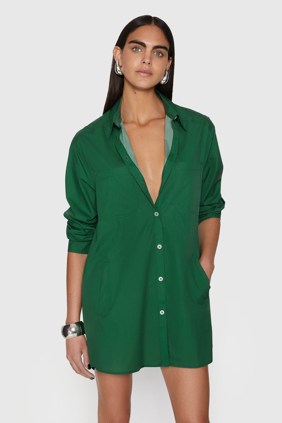 tori dress   cotton poplin   basil Color Name,