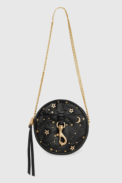 REBECCA MINKOFF Edie Circle Celestial Stud Leather Crossbody Bag