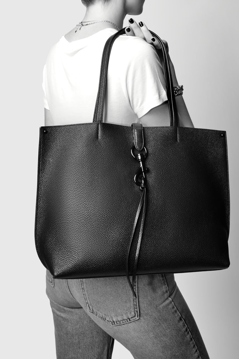 Black Leather Unlined Tote Megan Tote Rebecca Minkoff